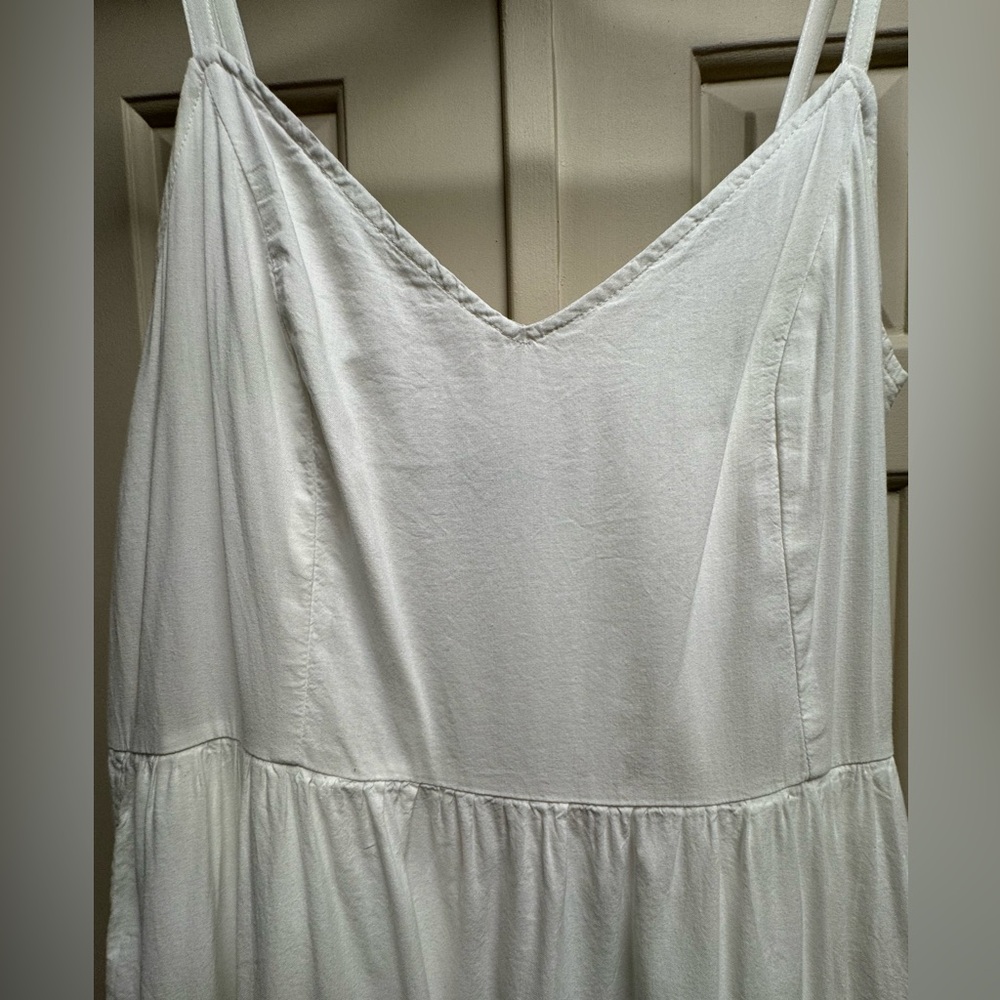 Old Navy 100% Cotton white maxi dress CAMI style lined w/adjustable straps LARGE - Picture 5 of 11